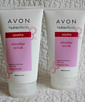 AVON 2 x NUTRA EFFECTS SOOTHE MICELLAR EXFOLIATING FACE SCRUBS ~ 150ml each - Image 1 of 4