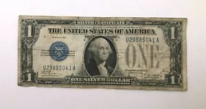 1928 a FINE Circulated Funnyback Blue Seal Silver Certificate 1$ Bill - Picture 1 of 8