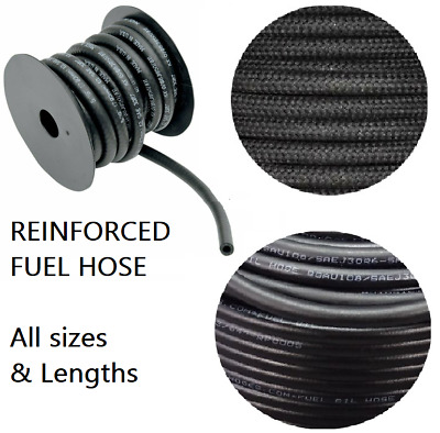 Rubber Fuel Hose Reinforced Engine Unleaded Petrol Diesel Oil Line Fuel Pipe E10 • 4.96£