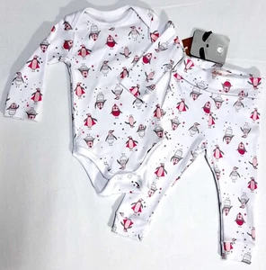 🆕 GIRLS Offcorss SET OF 2 Bodysuits + Pants Baby White Pink Size 6 To 9 Months - Picture 1 of 20