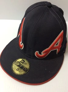 Gorra ajustada de béisbol Atlanta Braves talla 8 mlb sombrero negro H003 - Imagen 1 de 5