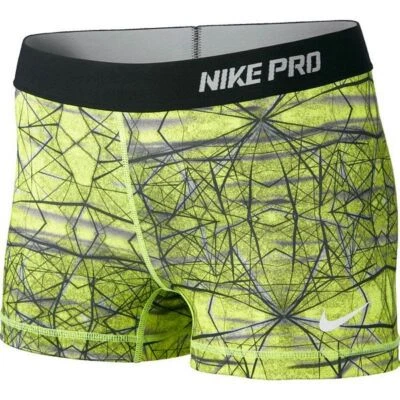 NEW! NIKE PRO [XL] Women 2.5" Compression Yoga/Gym Shorts-Volt/Black 575661-702 - Image 1 of 2