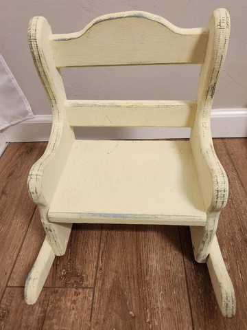 Vintage Child / Doll Yellow Wooden Rocking Chair  Handmade dolls 18" & up CUTE!! Cover