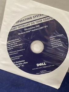 DVD de reinstalación Dell 2008 Microsoft Windows Vista Business 32 bits SP1 - Imagen 1 de 1