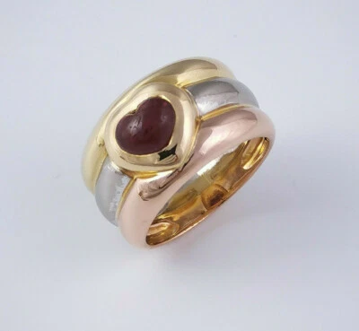 Chropard Happy Diamonds Ring 18K Gold Tricolor Ring mit Rubin - Bild 1 von 4
