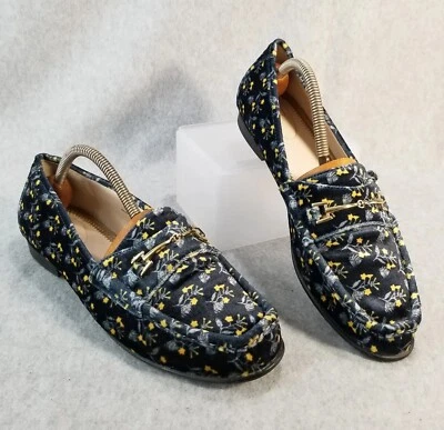 Женские мокасины Cabi Carnaby размер 9 темно-синие бархатные с цветочным узором биты для золотой лошади без шнуровки - Изображение 1 из 4
