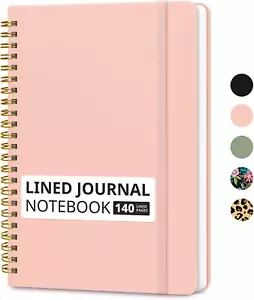 A5 Lined Spiral Journal Notebook - 140 Pages College Ruled Hardcover for Writing - Picture 1 of 11