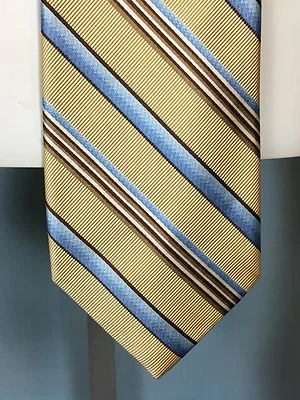 Corbata para hombre Jhane Barnes Fabulosa 100 % seda beige y azul a rayas como nueva Foto 1 de 4