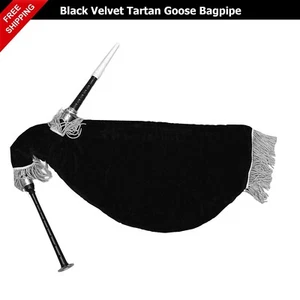 Pipa d'oca pratica di alta qualità con attacchi argento tartan velluto nero - Foto 1 di 3
