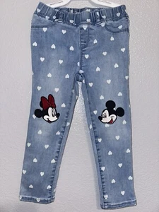 GAP Disney Minnie Mickey Mouse Size 4 yrs jeans jegging white hearts - Picture 1 of 13