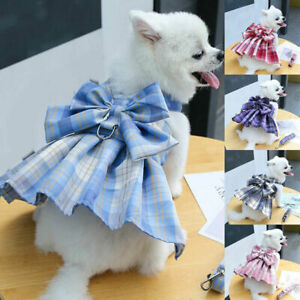 Pet Dog Cat Clothes Puppy Princess Dress with Harness Leash Chihuahua Skirt 