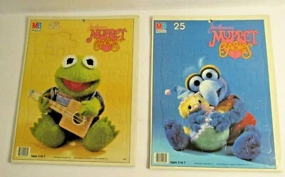 2 Vtg 1984 FRAME TRAY PUZZLE Muppet Babies Kermit Gonzo 25 Pieces 11.5 X 14.5 - Image 1 of 4