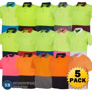 5 x Mens Hi Vis Polo Shirt 2XS XS S M L XL 2XL 3XL 4XL 5XL6/7XL 9XL 10XL 6HVNC - Picture 1 of 31