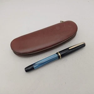 MOSTER TOZ Black Blue Piston GT Fountain Pen 14k F Flex Nib Vintage Excellent - Picture 1 of 17