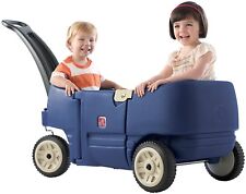 Plastic Wagon With Benches And Storage Pull Trailer Kids Children Toddler Walk