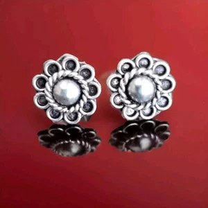 Erick's Sterling Silver Flower Stud Earrings Taxco.925 - Imagen 1 de 6