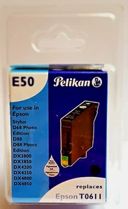 Pelikan E50, replaces Epson T0611, schwarz, 9 ml, Druckerpatrone, neu, verpackt - Bild 1 von 2