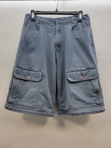 Vintage Boys Sz 20 Cargo Shorts Gray Casual Baggy Cotton 4131 - Picture 1 of 6