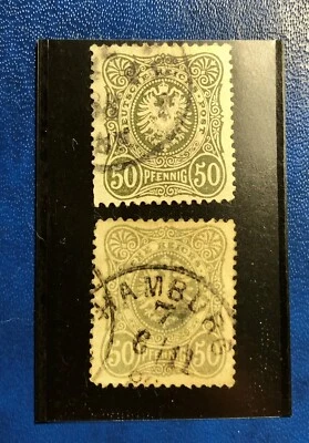 Deutsch Reichspost-Sello de Alemania-50 Pf.-1875-Scott 36a-Gris negruzco-CV-$370 Foto 1 de 4