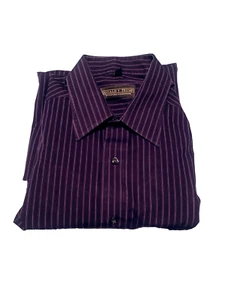 Donald J Trump Signature Collection Shirt 16 34/35 Navy Blue Long Sleeve Striped - Picture 1 of 9