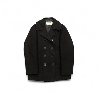 Schott 740N Pea Coat Wool Jacket Black Size 36 Made in USA Double-Breasted VTG - Image 1 of 4