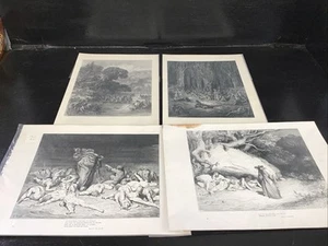 Antique Group Of 4 Gustave Dore Engravings Book Plates C1870 Biblical Scenes - Picture 1 of 5