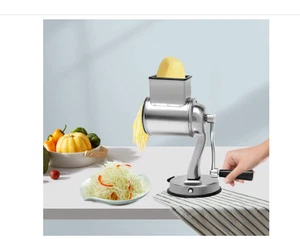 5-in-1 Rotary Cheese Grater Stainless Steel Vegetable Slicer Shredder w/ 5 Blade - Picture 1 of 7