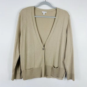 Cárdigan suéter con bolsillos tostados J. Jill talla mediana mezcla de seda con un botón - Imagen 1 de 4