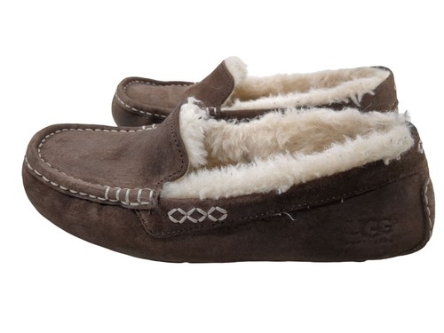 UGG Ansley mocassino ciabatta donna 6 marrone scamosciato lana foderato suola gomma accogliente