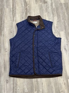 PETER MILLAR CROWN ESSEX Quilted Vest Fleece Lined Navy / Brown Men’s Sz Large - Picture 1 of 11