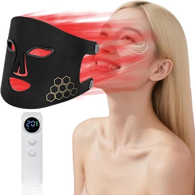 Máscara LED facial terapia de luz roja portátil recargable USB-C control remoto NUEVO Foto 1 de 4