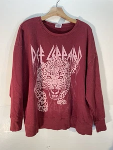 Def Leppard Youth XL 16-18 Red Band Sweatshirt Crewneck Rock Tour Graphic - Picture 1 of 6
