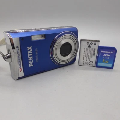 Pentax Digital Camera Optio M60 10.0MP Blue Tested With Battery and SD Card - Image 1 of 4