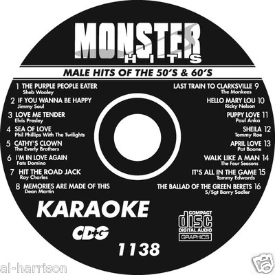   KARAOKE MONSTER HITS CD+G MALE HITS OF THE 50's & 60's  #1138 - Image 1 of 2