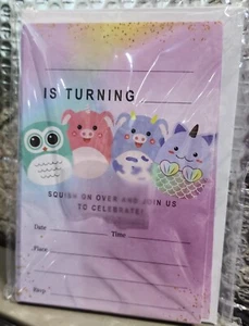 BIRTHDAY INVITATIONS W/Envelopes Pack of 20 4" X 6" SQUISH ON OVER AND JOIN US.. - Picture 1 of 3