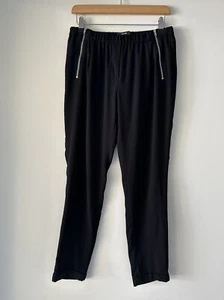 Piper Pants Women Size 10 Black Tapered Cuffed Elastic Waist Double Faux Zipper - Picture 1 of 10