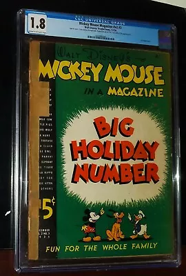 BIG HOLIDAY NUMBER MICKEY MOUSE MAGAZINE #v2 #3 1936 Disney Comics CGC 1.8 G-  - Image 1 of 3
