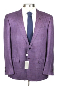 Armani Collezioni Sport Coat 44 R Men's Purple Check Wool Two Button Blazer - Picture 1 of 11