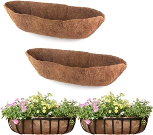 2 Pack Trough Coco Liner Fiber for Planters, 24/30/36/48 Inch Half Moon Coconut - Picture 1 of 7