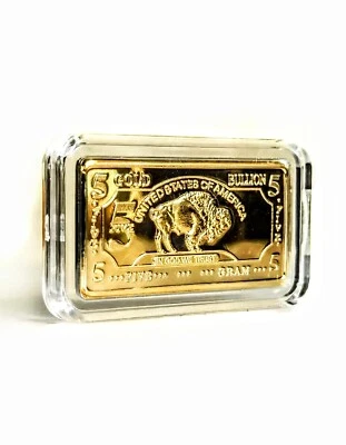 5 Grams Gold Buffalo Bullion Bar .999 Fine 24k - 5 Grams - Image 1 of 4