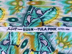 1/2 Yd Tula Pink Eden "Atlas" Butterfly Moth Green Yellow Aqua Cotton New Uused - Picture 1 of 5