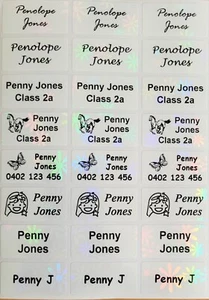 96+36 FREE Pearl White Flower Personalised Name Label - Med (30*15mm) Dishwasher - Picture 1 of 4