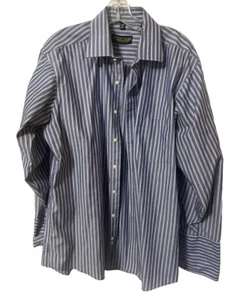 Donald J Trump Men’s Shirt Signature Button Down 16 1/2-32/33 Blue Striped - Picture 1 of 2