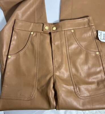 Faux Leather Pants Blank NYC Brown Thick Skin Baxter Rib Cage Pants NWT Size 26 - Image 1 of 4