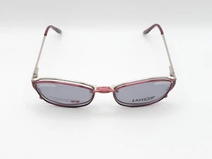 EASYCLIP EC174 EYEGLASS FRAMES W/MAGNETIC CLIP ON SUNGLASSES RED 51-16-135 NEW - Picture 1 of 7