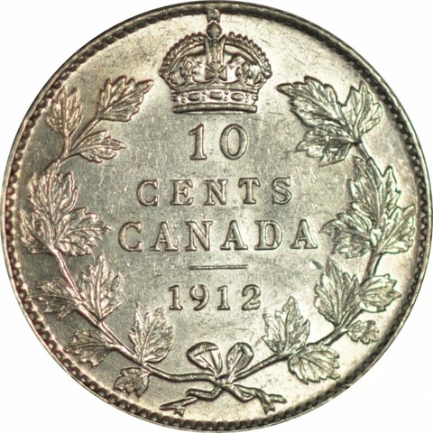 1912 Canada 10 Cents Silver Dime -Ch/Gem BU - Great ColorEye Appeal!! -d240ucqth Cover