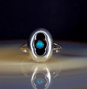 Anillo plata indio 17,5 mm turquesa - atemporal hermoso y auténtico EE. UU. - Imagen 1 de 6