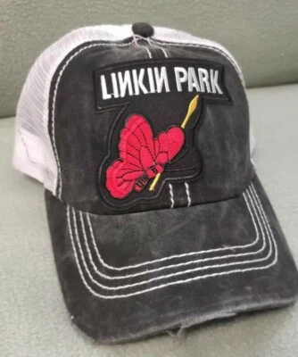 Linkin Park Sombrero Gorra de Pelota Envejecida Sombrero de Malla Blanco y Negro Foto 1 de 4