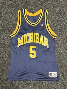 Vintage 90’s Michigan Wolverines Fab Five 5 Jalen Rose Champion Jersey Size 40 - Picture 1 of 3