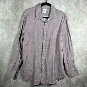 Murano Baird McNutt Dress Shirt Mens Size XL Red Striped Linen Blend Button Up - Picture 1 of 9